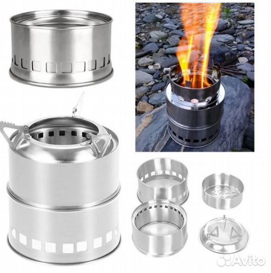 Портативная плита нерж Щепочница сухое горючее