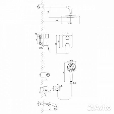 Душевой комплект Lemark Bronx LM3722BL черный