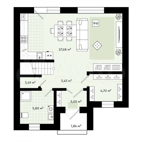 3-к. квартира, 95 м², 1/1 эт.