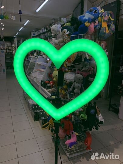 Кольцевая селфи-лампа Сердце 45см RGB