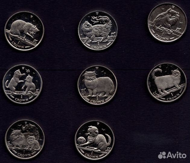 Монеты Острова Мэн с породами кошек