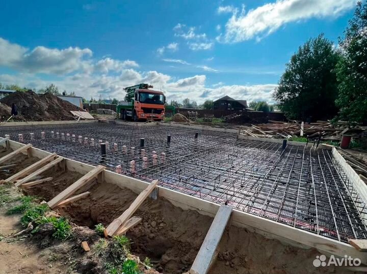 Фундамент под ключ. Заливка фундамента. Отмостка