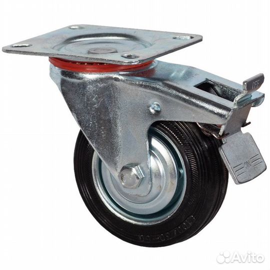 Колесо кп75 пром. поворотное с тормозом (60)