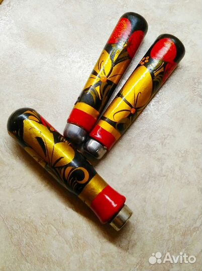 Деревянные ручки хохлома роспись СССР, цена за 3шт