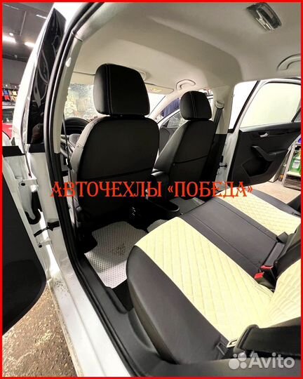 Чехлы Volkswagen Polo 5 Sd из экокожи чёрно-бежевы