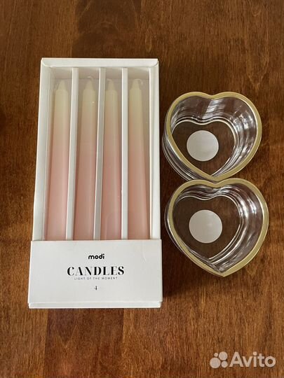 Набор подсвечников со свечами