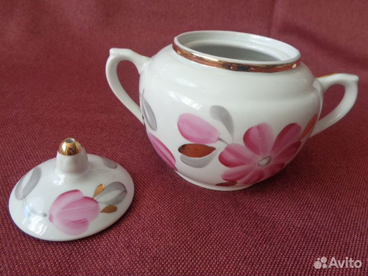 Сахарница Блюдце Вербилки Набор 6 шт Фарфор СССР