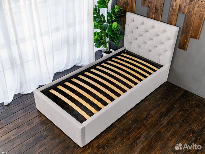 Кровать 80х200 серый велюр Барокко