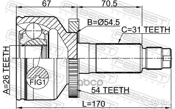 ШРУС наружний к-кт KIA Carnival 05-14 2210carna54