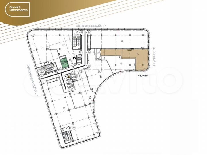 Помещение под медицину, торговлю, 93.44 м²