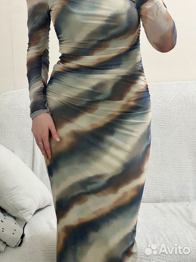 Новое платье-сетка с разводами на высокий рост, ве