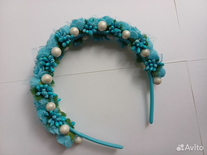 Ободок венок голубой