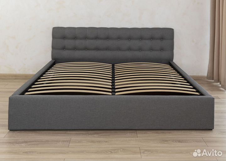 Кровать 200х200 с подъемным механизмом серая