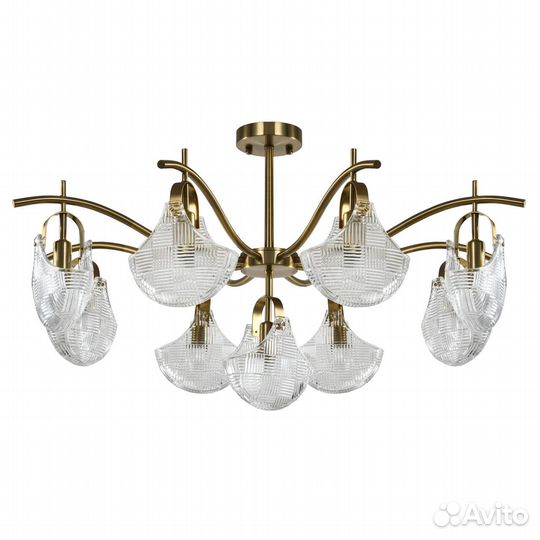 Люстра металл и стекло в спальню модерн