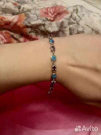 Серебряный браслет с натуральными камнями Греция