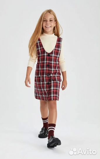 Сарафан для девочки и водолазка, новый комплект