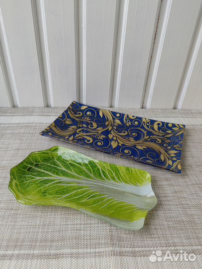 Блюдо сервировочное фигурное, прямоугольное/стекло