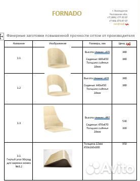 Каркасы для стульев и кресел из фанеры (заготовки)