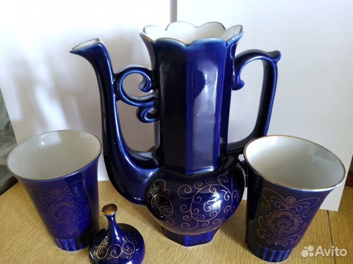 Кувшин и стаканы из кобальта СССР