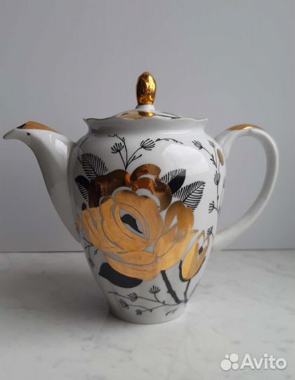 Золотая роза Вербилки кофейный чайный сервиз
