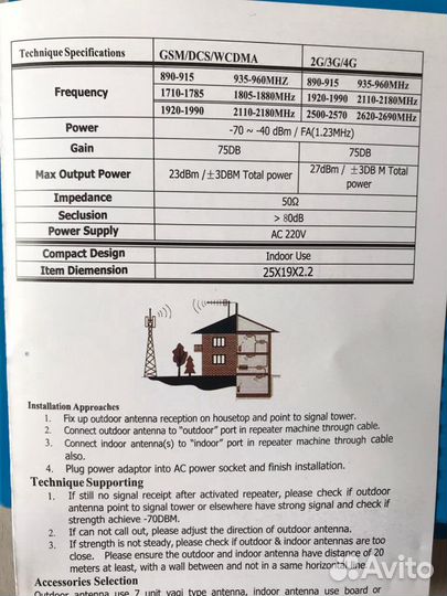 Комплект усиления сигнала GSM/3G/4G