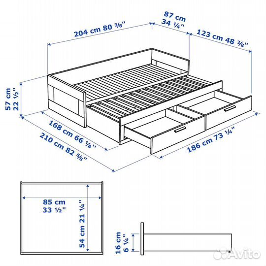 Кушетка с 2 ящиками - IKEA brimnes/бримнес икеа