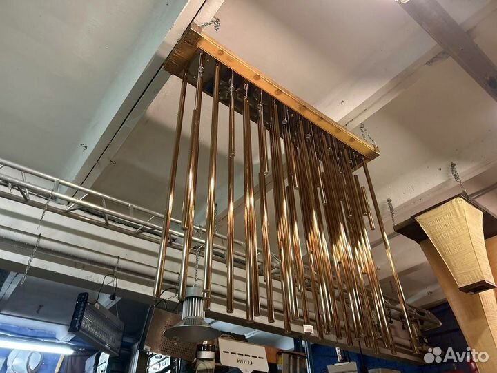 Люстра из сплава трубы цвет золото