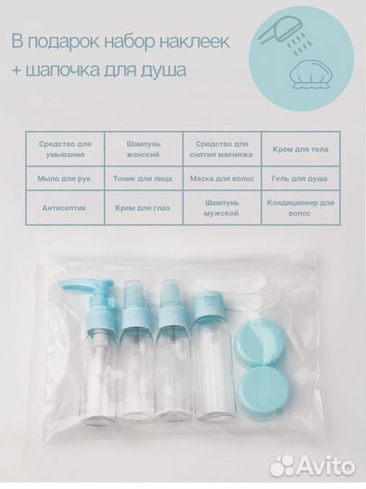 Дорожный набор баночек для путешествий голубой