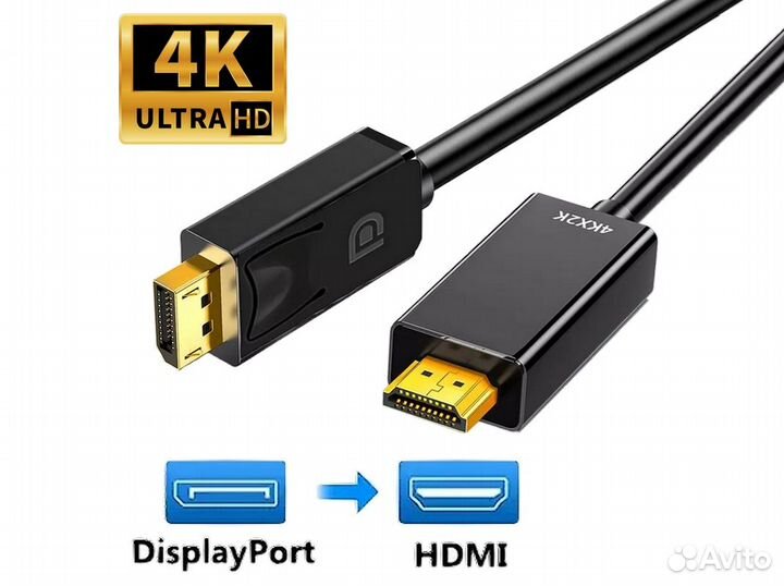 Кабели из DisplayPort в hdmi / 4К / 1m-3m