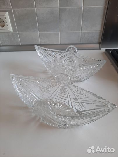 Салатница-конфетница Ладья Хрусталь СССР