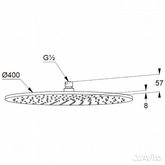 Верхний душ круглый 400 мм, хром