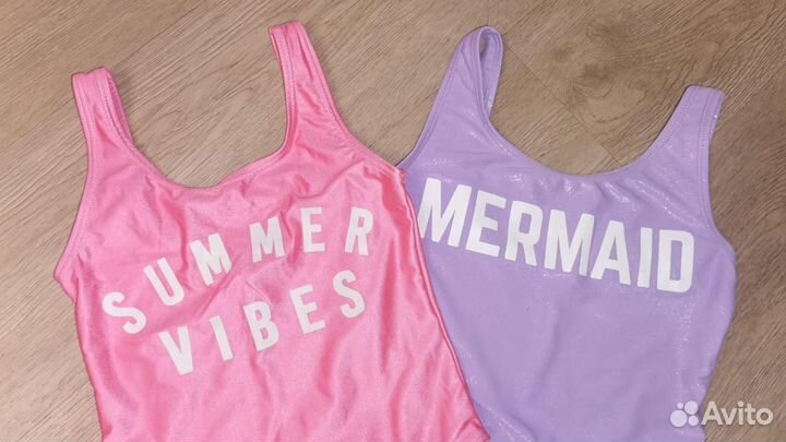 Фирменные классные купальники и повязка, р 128-140