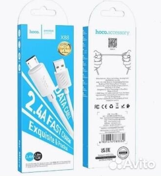 Кабель оптом. USB hoco X88, microusb, 2.4А, 1 м