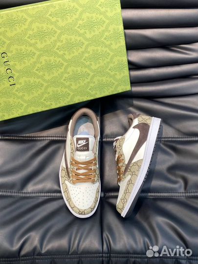 Мужские кроссовки Gucci Nike бежевые