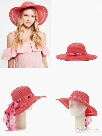Натуральная соломенная шляпа красная новая