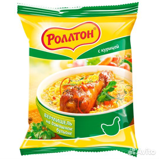 Вермишель Роллтон на домашнем бульоне с Курицей