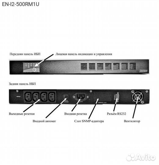 Ибп Eltena Intelligent II 500VA, Rack 1U, EN-I2-50