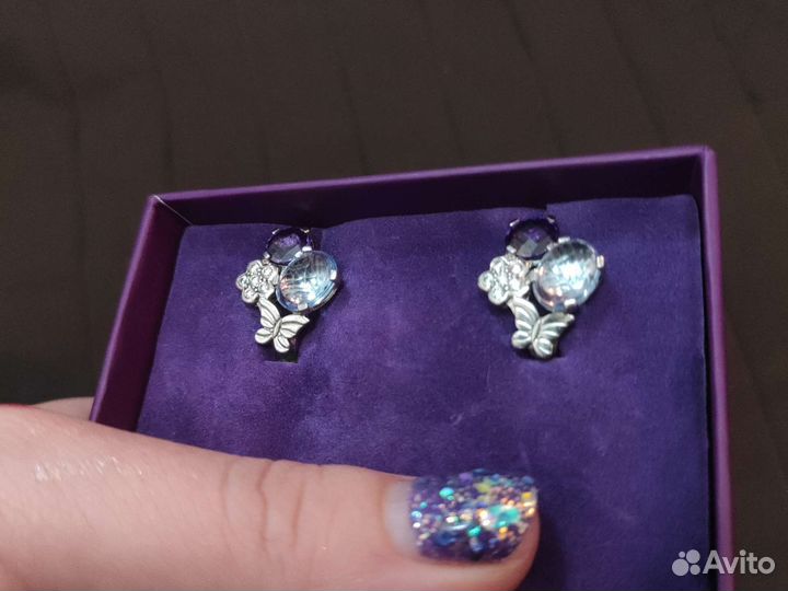 Серебряные серьги с фианитами