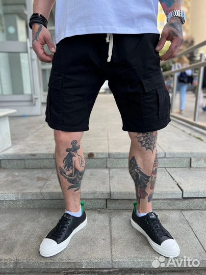 Шорты карго карманами плотный джинс Турция