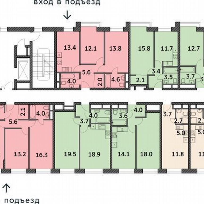 2-к. квартира, 53,4 м², 3/19 эт.