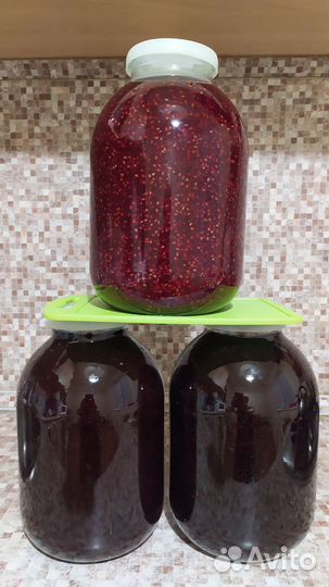 Варенье малиновое, чёрная смородина желированная
