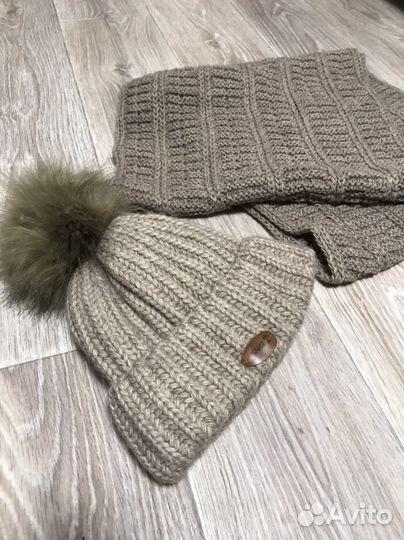 Женский шарф и шапка зимняя