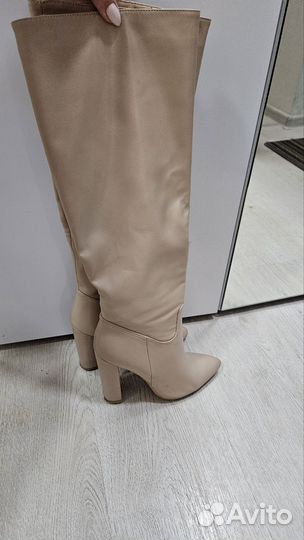 Сапоги бежевые экокожа
