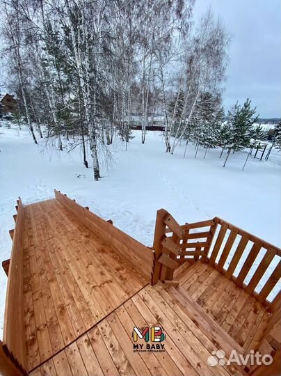 Зимняя деревянная горка swan-2