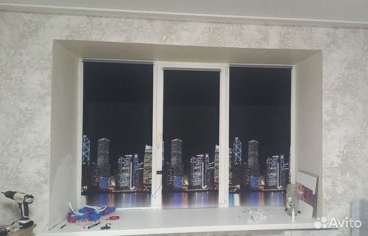 Рулонные шторы ночной город