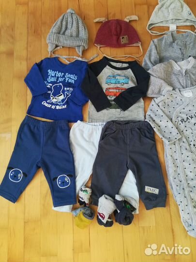 Большой пакет тёплой одежды на мальчика 68-74р
