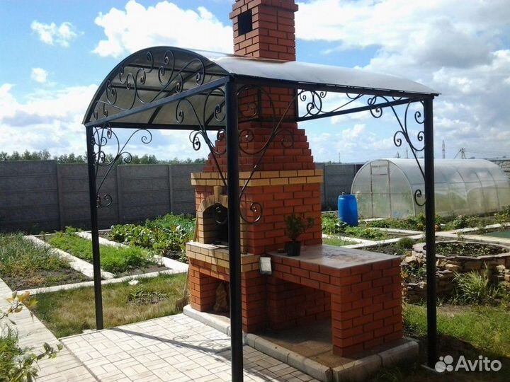 Барбекю зона, с беседкой, дизайн В подарок