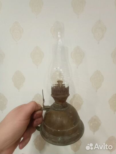 Лампа латунная керосиновая, старинная
