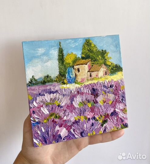 Картина маслом прованс. Летний пейзаж. Лаванда