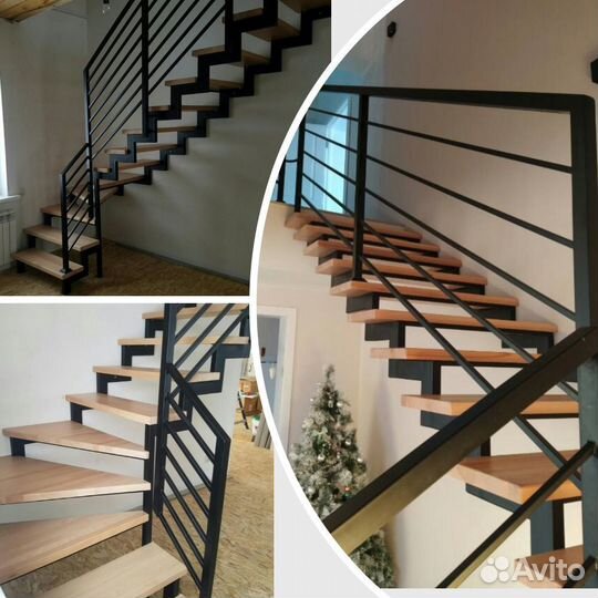 Металлическая лестница с перилами+